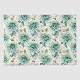 Aqua Mint White Floral Wedding Seidenpapier
