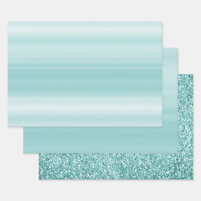 Aqua Mint White     Geschenkpapier Set (Set)