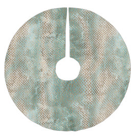 Aqua Mint White Gold Schlange Polyester Weihnachtsbaumdecke