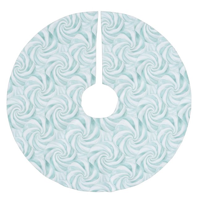 Aqua Mint White Wirbel Weihnachten Polyester Weihnachtsbaumdecke (Vorderseite)