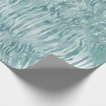 Aqua Mint Zebra Print Confetti Glitzer