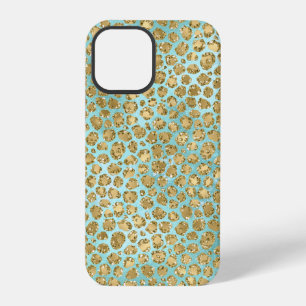 Aqua Minze Gold Glitz Glitter Leopard iPhone 12 Pro Hülle