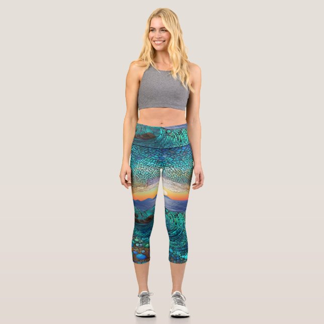 Aqua Mirage Seascape Capri Leggings (Vorderseite)