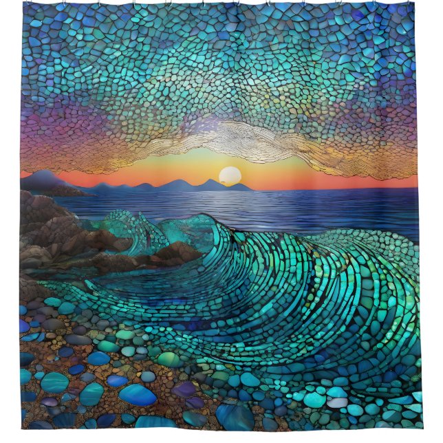 Aqua Mirage Seascape Duschvorhang (Vorderseite)