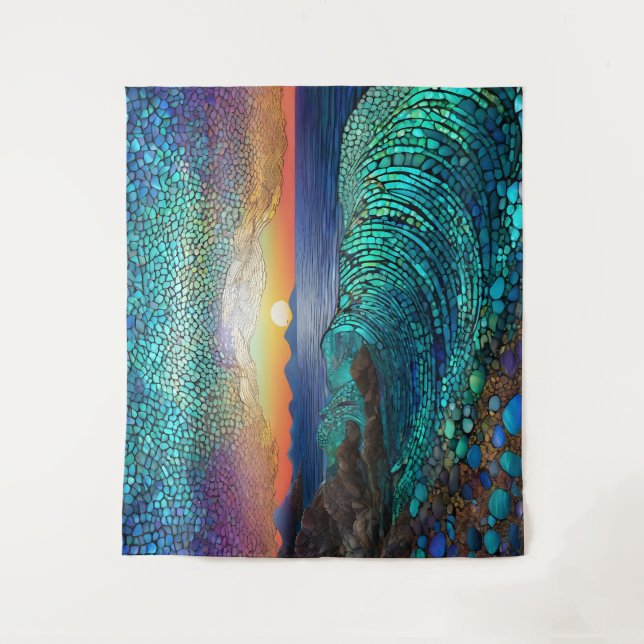 Aqua Mirage Seascape Wandteppich (Vorderseite)