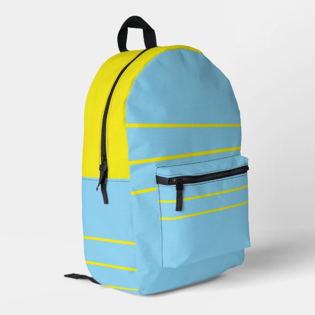 Aqua mit Gelb Bedruckter Rucksack (Rückseitige Ecke links)