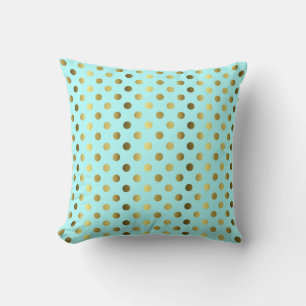 Aqua mit Gold Polka Dot Decorator Accent Pillow Kissen