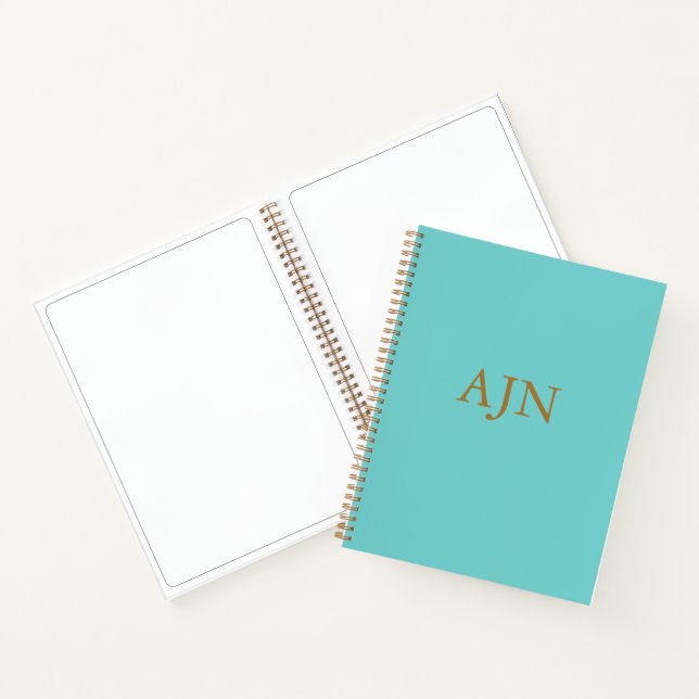 Aqua Mit Monogramm Art Sketchbook Notebook Geschen Notizbuch (Innenseite)