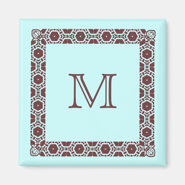 Aqua Mit Monogramm Stateroom Door Marker Magnet (Vorne)