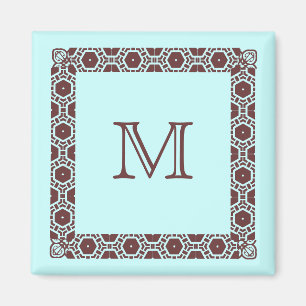 Aqua mit Monogramm Stateroom Tür-Markierung Magnet