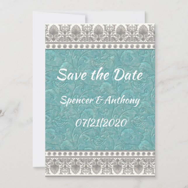 Aqua mit Texturlook Save The Date (Vorderseite)