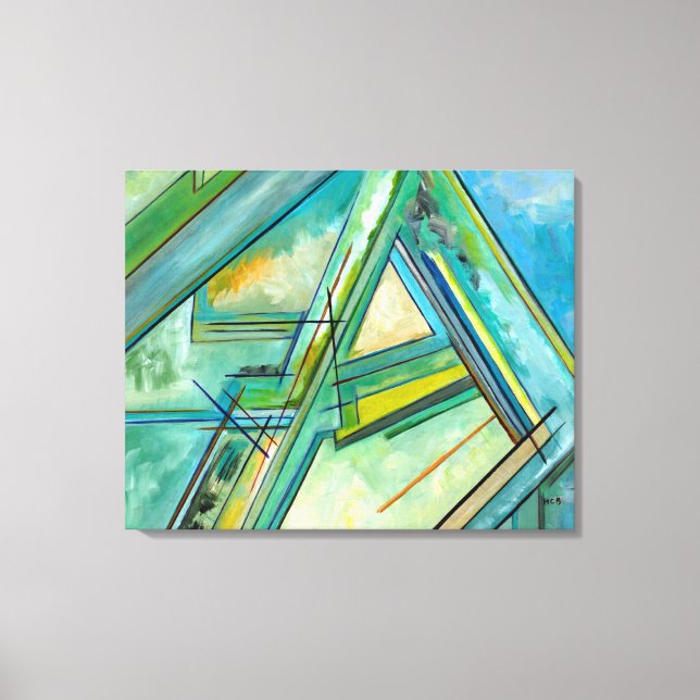 Aqua Modern Art Abstrakte Canvas Prints Leinwanddruck (Vorderseite)