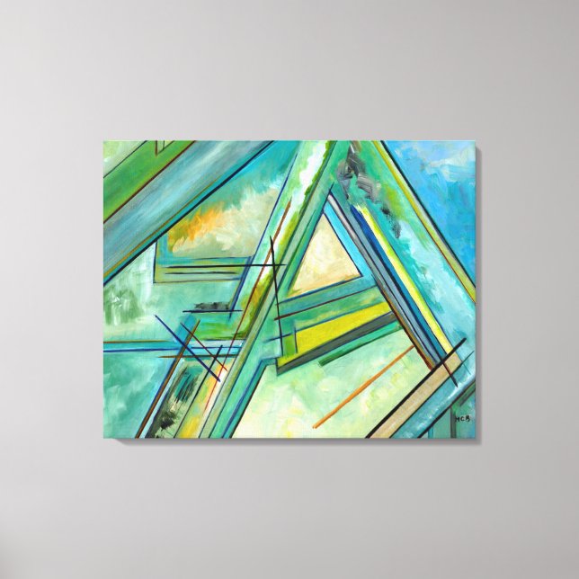 Aqua Modern Art Abstrakte Canvas Prints Leinwanddruck (Vorderseite)