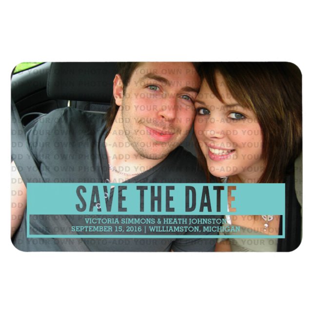 Aqua Modern Cut Out Save the Date Magnet (Horizontal)