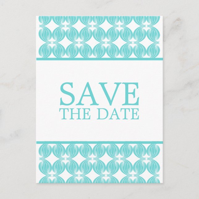 Aqua Modern Deko Save the Date Postkarte (Vorderseite)