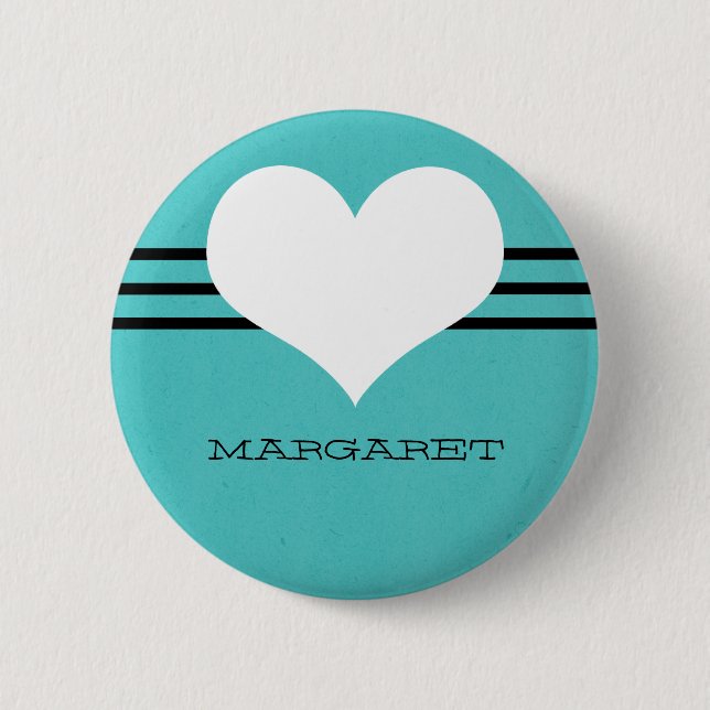 Aqua Modern Heart Button (Vorderseite)