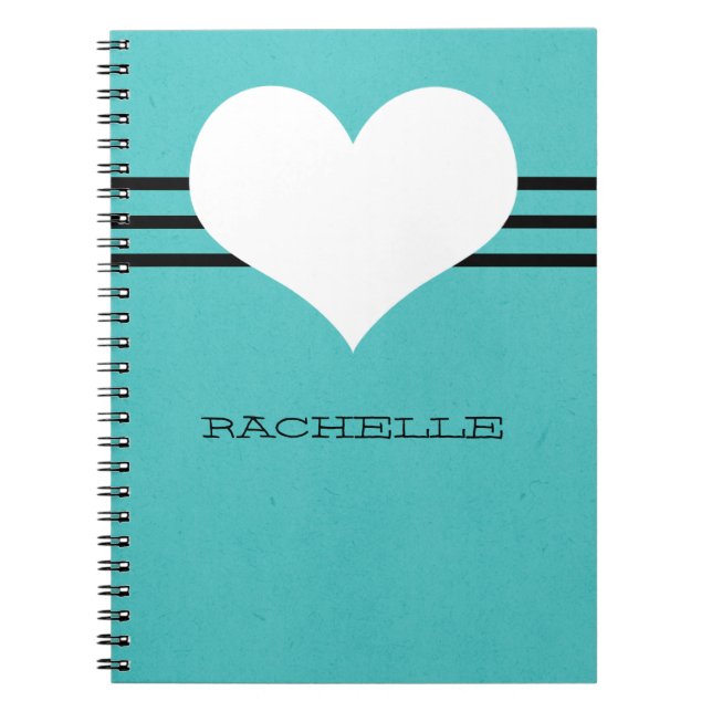 Aqua Modern Heart Notebook Notizblock (Vorderseite)