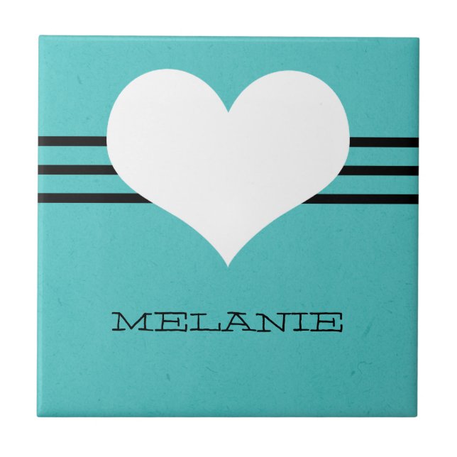 Aqua Modern Heart Tile Fliese (Vorderseite)