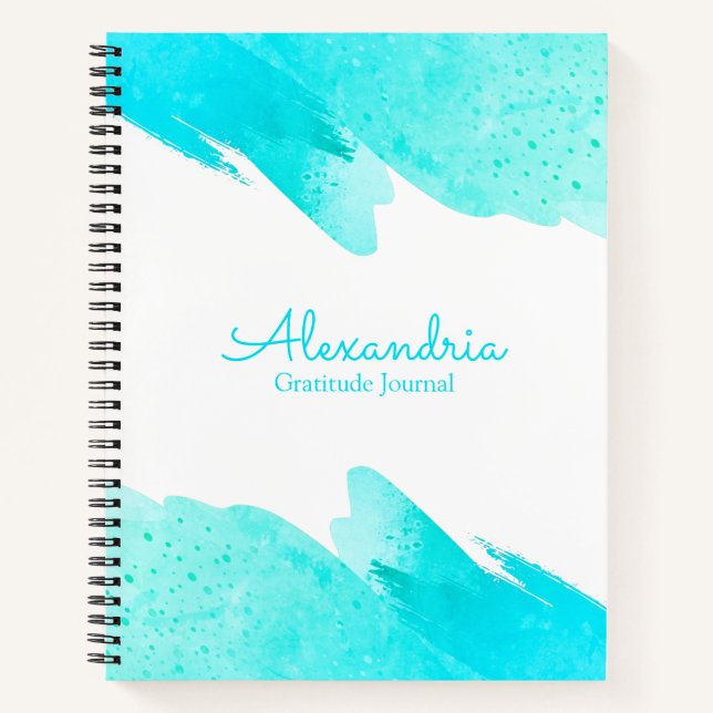 Aqua Modern Personalisiert Elegantes Script Journa Notizbuch (Vorderseite)