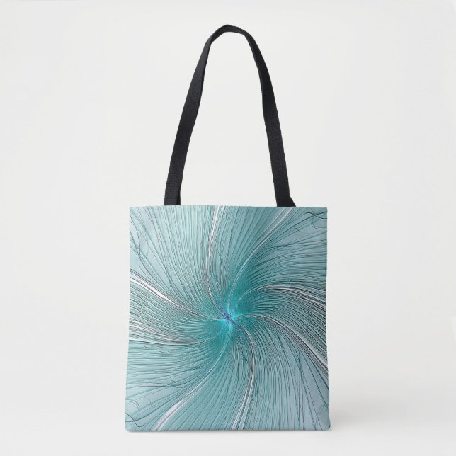 Aqua Moderne String Blumen Tragetasche (Vorderseite)