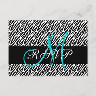 Aqua-Monogrammzebra-Druck-Hochzeit UAWG Karte