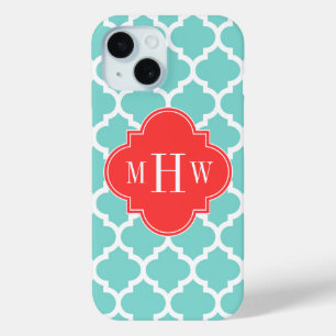 Aqua Moroccan #5 Korallenrot 3 Anfangsmonogramm Case-Mate iPhone Hülle