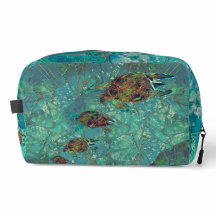 Aqua Mosaic Lg Zippered_Bag Turtles Indigenosis