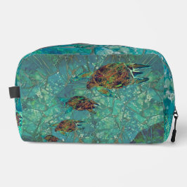Aqua Mosaic Lg Zippered_Bag Turtles Indigenosis Waschbeutel