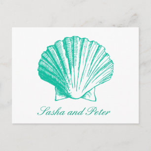 Aqua Muschel Beach Wedding UAWG Postcard Einladungspostkarte