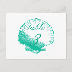 Aqua Muscheln Beach Wedding Tischnummer Cards