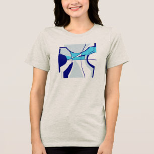 Aqua Navy Aquamarin Swirling MCM Geometrie Abstrak Tri-Blend Shirt