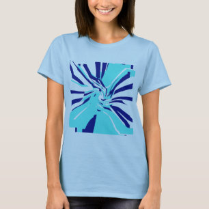 Aqua Navy Swirbeln Abstrakter floraler Retro Pop A T-Shirt