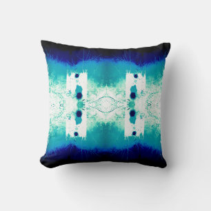 Aqua Navy Weiß Mittelmeer-Symmetrie-Mosaik Kissen