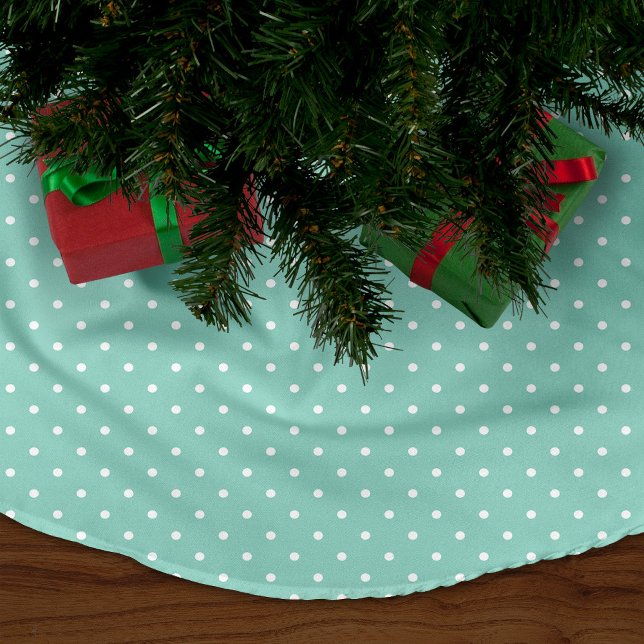 Aqua Niedlich Polka Dots Fleece Weihnachtsbaumdecke (Von Creator hochgeladen)
