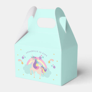 Aqua Niedliches Regenbogen Unicorn Personalisiert Geschenkschachtel