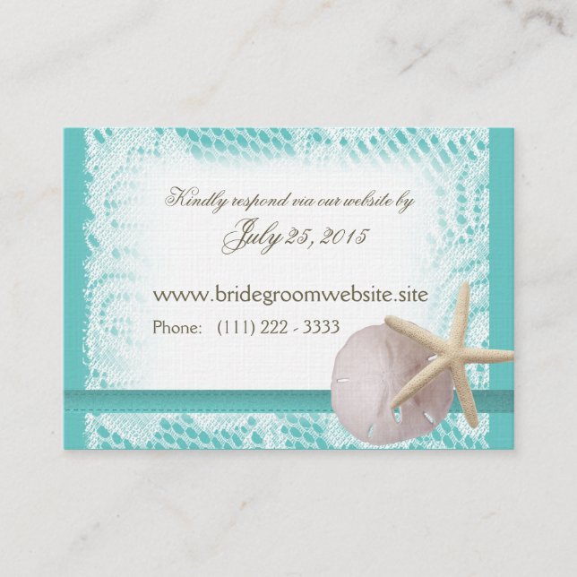 Aqua Ocean and Lace Small Insert Card (Vorderseite)