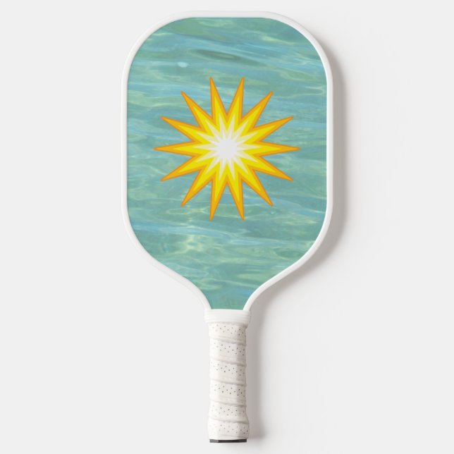 Aqua Ocean Sternexplosion Coastal Vibes Pickleball Schläger (Vorderseite)