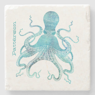 Aqua Octopus Personalisiert Stone Untersetzer
