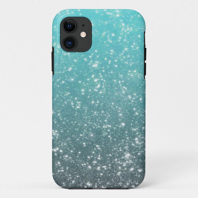 Aqua Ombre Glitzer Case-Mate iPhone Hülle (Rückseite)