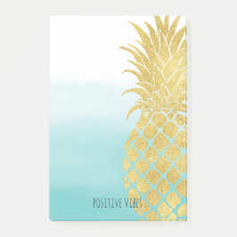 Aqua Ombre Gold Glam Ananas Post-it Klebezettel