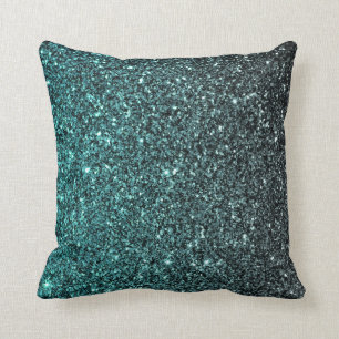 Aqua Ombre Imitat-Glitzer Kissen