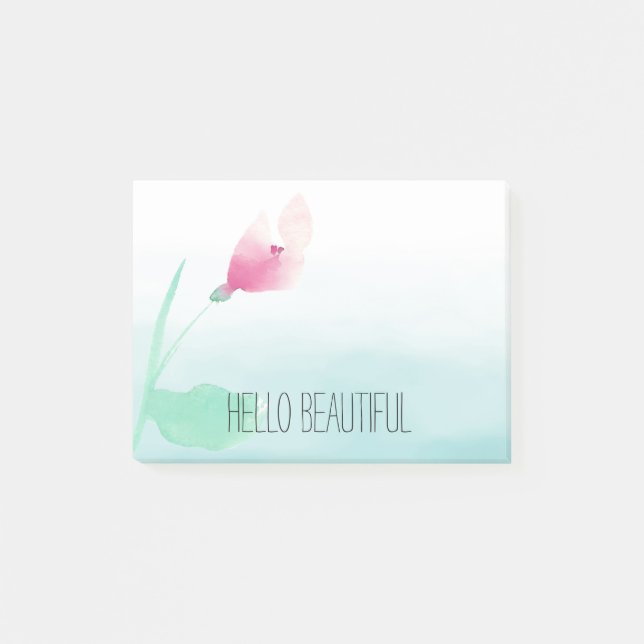 Aqua Ombre Pink Blume Post-it Klebezettel (Vorderseite)