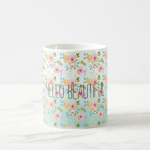 Aqua Ombre Rosa Gelbe Flora Kaffeetasse