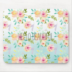 Aqua Ombre Rosa Gelbe Flora Mousepad