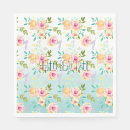 Aqua Ombre Rosa Gelbe Flora Serviette