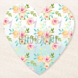 Aqua Ombre Rosa Gelbe Flora Untersetzer