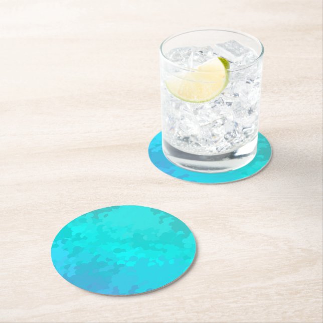 Aqua Ombre Runder Pappuntersetzer (Vor Ort)