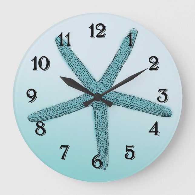 Aqua Ombre Starfish Große Wanduhr (Vorderseite)