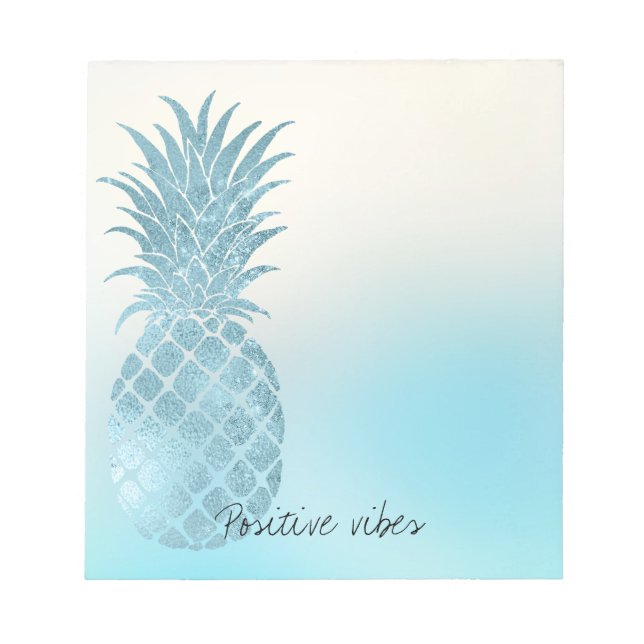 Aqua Ombre Tropische Ananas Notizblock (Vorderseite)