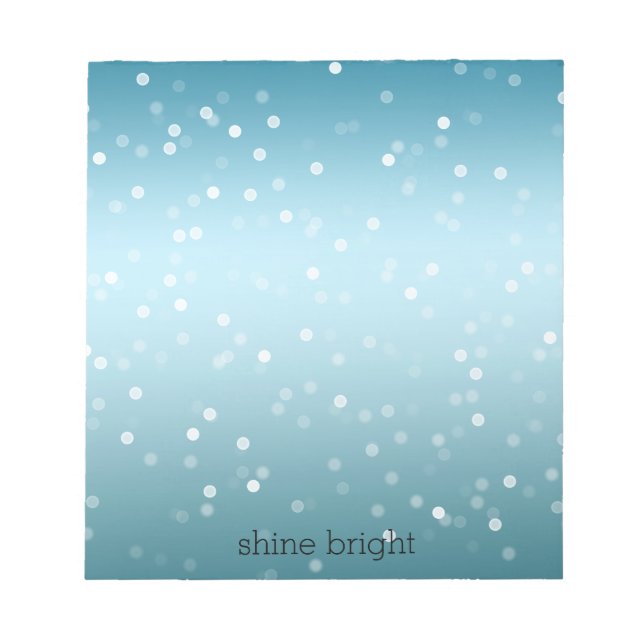 Aqua Ombre White Bokeh Confetti Notizblock (Vorderseite)